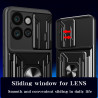 For Motorola Edge 50 Neo Case With Slide Lens Cover Rotating Ring Shockproof Stand Holder Phone Case