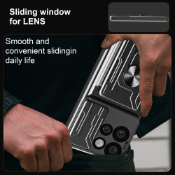 For Motorola Edge 50 Neo Case With Slide Lens Cover Rotating Ring Shockproof Stand Holder Phone Case