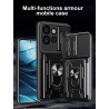For Motorola Edge 50 Neo Case With Slide Lens Cover Rotating Ring Shockproof Stand Holder Phone Case