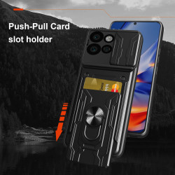 For Motorola Edge 50 Neo Case With Slide Lens Cover Rotating Ring Shockproof Stand Holder Phone Case