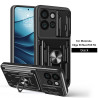 For Motorola Edge 50 Neo Case With Slide Lens Cover Rotating Ring Shockproof Stand Holder Phone Case