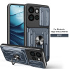 For Motorola Edge 50 Neo Case With Slide Lens Cover Rotating Ring Shockproof Stand Holder Phone Case