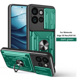 For Motorola Edge 50 Neo Case With Slide Lens Cover Rotating Ring Shockproof Stand Holder Phone Case