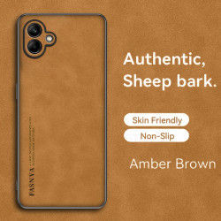 Case for Samsung Galaxy A06 5G TPU Soft Frame Sheepskin Leather Back Coque for A06 5G Cover Camera Protect Shockproof Shell
