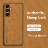 Case for Samsung Galaxy A36 5G TPU Soft Frame Sheepskin Leather Back Coque for A36 5G Cover Camera Protect Shockproof Shell