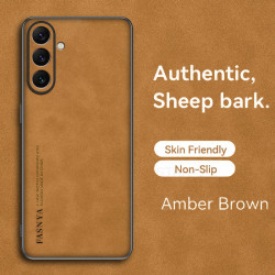 Case for Samsung Galaxy A56 5G TPU Soft Frame Sheepskin Leather Back Coque for A56 5G Cover Camera Protect Shockproof Shell
