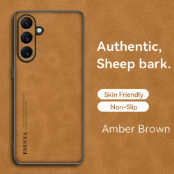 Case for Samsung Galaxy M16 TPU Soft Frame Sheepskin Leather Back Coque for M16 Cover Camera Protect Shockproof Shell