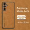 Case for Samsung Galaxy M16 TPU Soft Frame Sheepskin Leather Back Coque for M16 Cover Camera Protect Shockproof Shell
