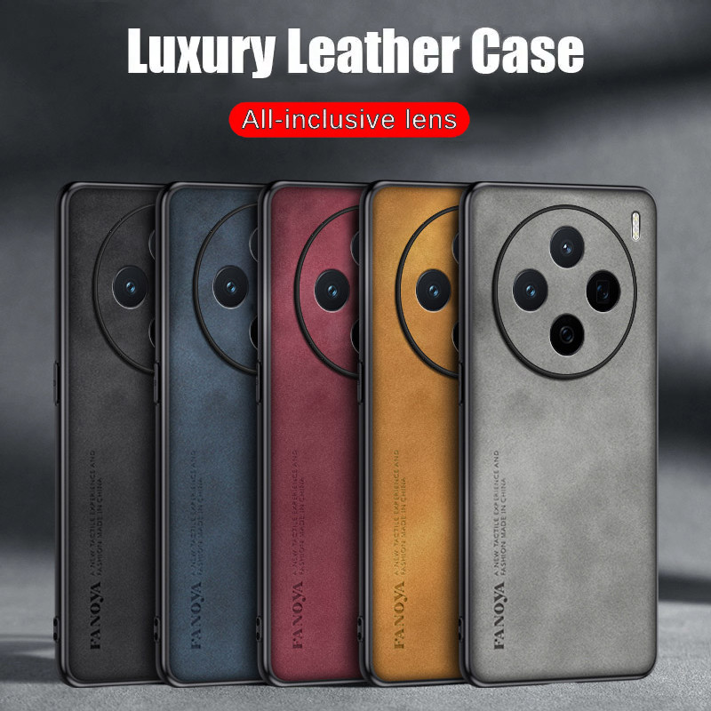 Case for vivo X200s TPU Soft Frame Sheepskin Leather Back Coque for X200s Cover Camera Protect Shockproof Shell