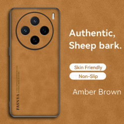 Case for vivo X200s TPU Soft Frame Sheepskin Leather Back Coque for X200s Cover Camera Protect Shockproof Shell