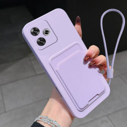 Case for Xiaomi Poco F6 Liquid Silicone Card Holder Soft Phone Skin Cover Poco F6 Shockproof Back Pocket Wallet Funda