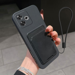 Case for Xiaomi Poco F6 Liquid Silicone Card Holder Soft Phone Skin Cover Poco F6 Shockproof Back Pocket Wallet Funda