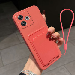 Case for Xiaomi Poco F6 Liquid Silicone Card Holder Soft Phone Skin Cover Poco F6 Shockproof Back Pocket Wallet Funda