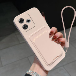 Case for Xiaomi Poco F6 Liquid Silicone Card Holder Soft Phone Skin Cover Poco F6 Shockproof Back Pocket Wallet Funda