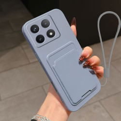 Case for Xiaomi 14T Pro Liquid Silicone Card Holder Soft Phone Skin Cover 14T Pro Shockproof Back Pocket Wallet Funda