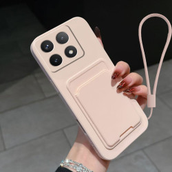 Case for Xiaomi 14T Pro Liquid Silicone Card Holder Soft Phone Skin Cover 14T Pro Shockproof Back Pocket Wallet Funda