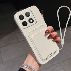 Case for Xiaomi 14T Pro Liquid Silicone Card Holder Soft Phone Skin Cover 14T Pro Shockproof Back Pocket Wallet Funda