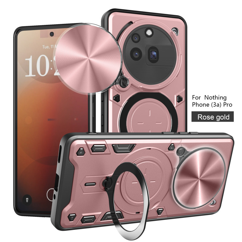 Case For Nothing Phone 3a Pro Magnetic Slide Camera Protection Cover 360 Rotate Kickstand Armor Ring Funda Capa