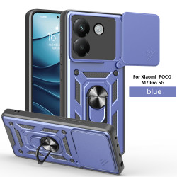 For Xiaomi Poco M7 Pro 5G Case With Slide Lens Cover Rotating Ring Shockproof Stand Holder Phone Case