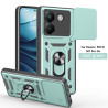 For Xiaomi Poco M7 Pro 5G Case With Slide Lens Cover Rotating Ring Shockproof Stand Holder Phone Case