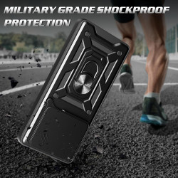 For Motorola Edge 60 Fusion Case With Slide Lens Cover Rotating Ring Shockproof Stand Holder Phone Case