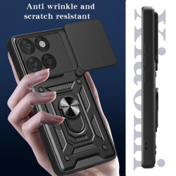 For Motorola Edge 60 Fusion Case With Slide Lens Cover Rotating Ring Shockproof Stand Holder Phone Case