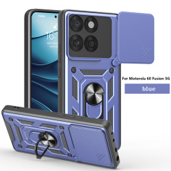 For Motorola Edge 60 Fusion Case With Slide Lens Cover Rotating Ring Shockproof Stand Holder Phone Case