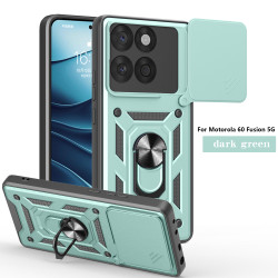 For Motorola Edge 60 Fusion Case With Slide Lens Cover Rotating Ring Shockproof Stand Holder Phone Case