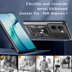 For Motorola Edge 60 Fusion Case With Slide Lens Cover Rotating Ring Shockproof Stand Holder Phone Case