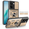 For Motorola Edge 60 Fusion Case With Slide Lens Cover Rotating Ring Shockproof Stand Holder Phone Case