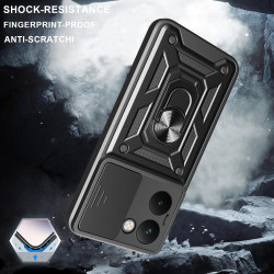 For Realme P3 Ultra Case With Slide Lens Cover Rotating Ring Shockproof Stand Holder Phone Case