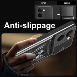 For Realme P3 Ultra Case With Slide Lens Cover Rotating Ring Shockproof Stand Holder Phone Case