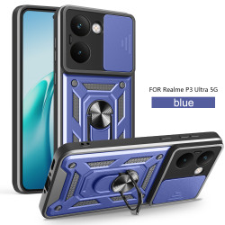 For Realme P3 Ultra Case With Slide Lens Cover Rotating Ring Shockproof Stand Holder Phone Case