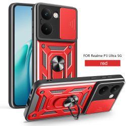 For Realme P3 Ultra Case With Slide Lens Cover Rotating Ring Shockproof Stand Holder Phone Case
