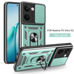 For Realme P3 Ultra Case With Slide Lens Cover Rotating Ring Shockproof Stand Holder Phone Case