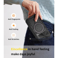 Case For Honor 400 Lite Magnetic Slide Camera Protection Cover 360 Rotate Kickstand Armor Ring Funda Capa