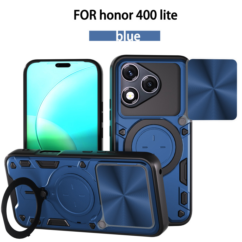 Case For Honor 400 Lite Magnetic Slide Camera Protection Cover 360 Rotate Kickstand Armor Ring Funda Capa