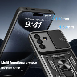 For Samsung Galaxy A56 5G Case With Slide Lens Cover Rotating Ring Shockproof Stand Holder Phone Galaxy A36 5G A26 Case