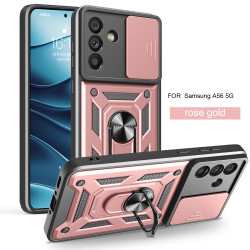 For Samsung Galaxy A56 5G Case With Slide Lens Cover Rotating Ring Shockproof Stand Holder Phone Galaxy A36 5G A26 Case