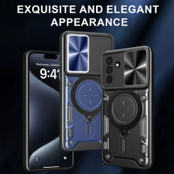 Case For Samsung Galaxy A56 5G Magnetic Slide Camera Protection Cover 360 Rotate Kickstand Armor Ring Galaxy A36 5G A26 Funda Capa