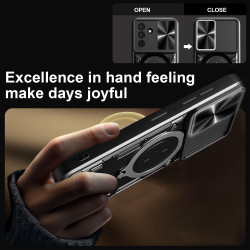 Case For Samsung Galaxy A56 5G Magnetic Slide Camera Protection Cover 360 Rotate Kickstand Armor Ring Galaxy A36 5G A26 Funda Capa