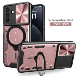 Case For Samsung Galaxy A56 5G Magnetic Slide Camera Protection Cover 360 Rotate Kickstand Armor Ring Galaxy A36 5G A26 Funda Capa