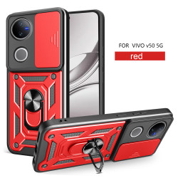 For vivo V50 Case With Slide Lens Cover Rotating Ring Shockproof Stand Holder V50 Lite 5G 4G Phone Case