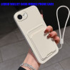 Case for Apple iPhone 16e Liquid Silicone Card Holder Soft Phone Skin Cover 16 Pro Max 16 Plus Shockproof Back Pocket Wallet Funda
