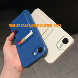 Case for Apple iPhone 16e Liquid Silicone Card Holder Soft Phone Skin Cover 16 Pro Max 16 Plus Shockproof Back Pocket Wallet Funda