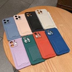 Case for Apple iPhone 16e Liquid Silicone Card Holder Soft Phone Skin Cover 16 Pro Max 16 Plus Shockproof Back Pocket Wallet Funda