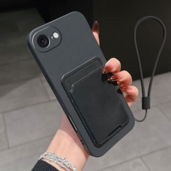 Case for Apple iPhone 16e Liquid Silicone Card Holder Soft Phone Skin Cover 16 Pro Max 16 Plus Shockproof Back Pocket Wallet Funda
