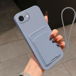 Case for Apple iPhone 16e Liquid Silicone Card Holder Soft Phone Skin Cover 16 Pro Max 16 Plus Shockproof Back Pocket Wallet Funda