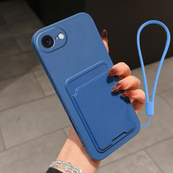 Case for Apple iPhone 16e Liquid Silicone Card Holder Soft Phone Skin Cover 16 Pro Max 16 Plus Shockproof Back Pocket Wallet Funda