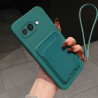 Case for Google Pixel 9a Liquid Silicone Card Holder Soft Phone Skin Cover Pixel 9 Pro XL Shockproof Back Pocket Wallet Funda